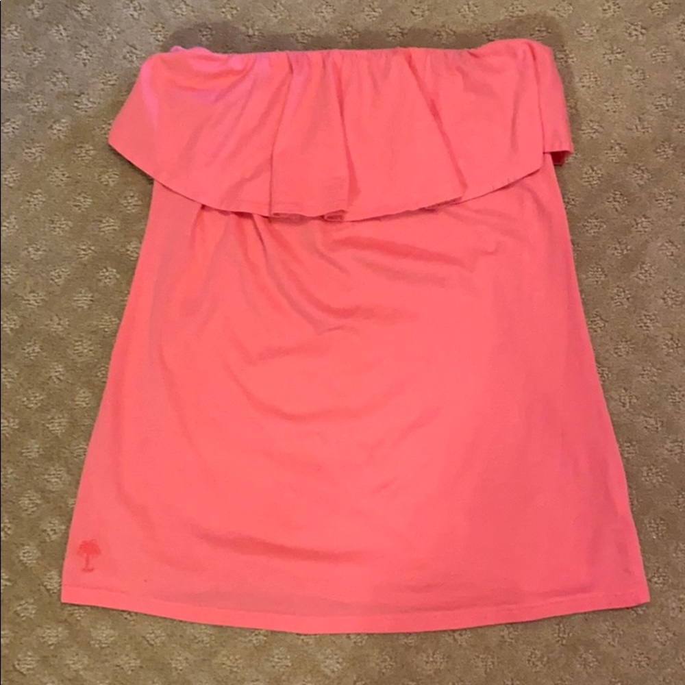 Lilly Pulitzer Strapless Flounce Pink Top